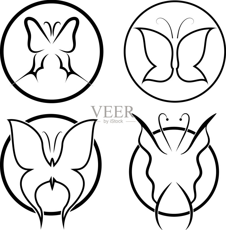 蝴蝶概念简约logo设计模板图标素材