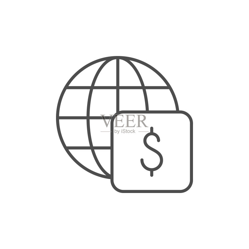 全球金融线条轮廓图标图标素材