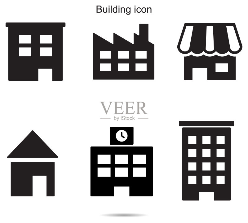 背景上的建筑图标矢量图图标素材