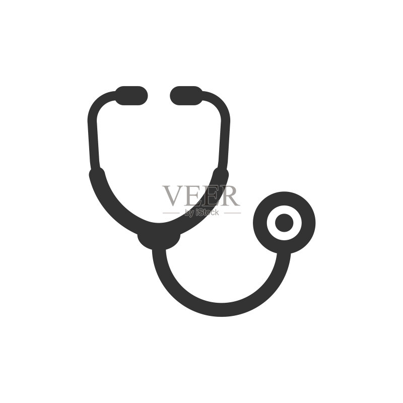 扁平风格的心脏诊断听诊器图标图标素材