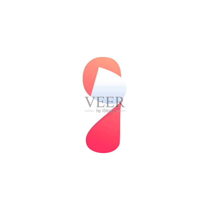 卷角I字母Logo,负空间风格图标,彩色渐变便签纸图标素材