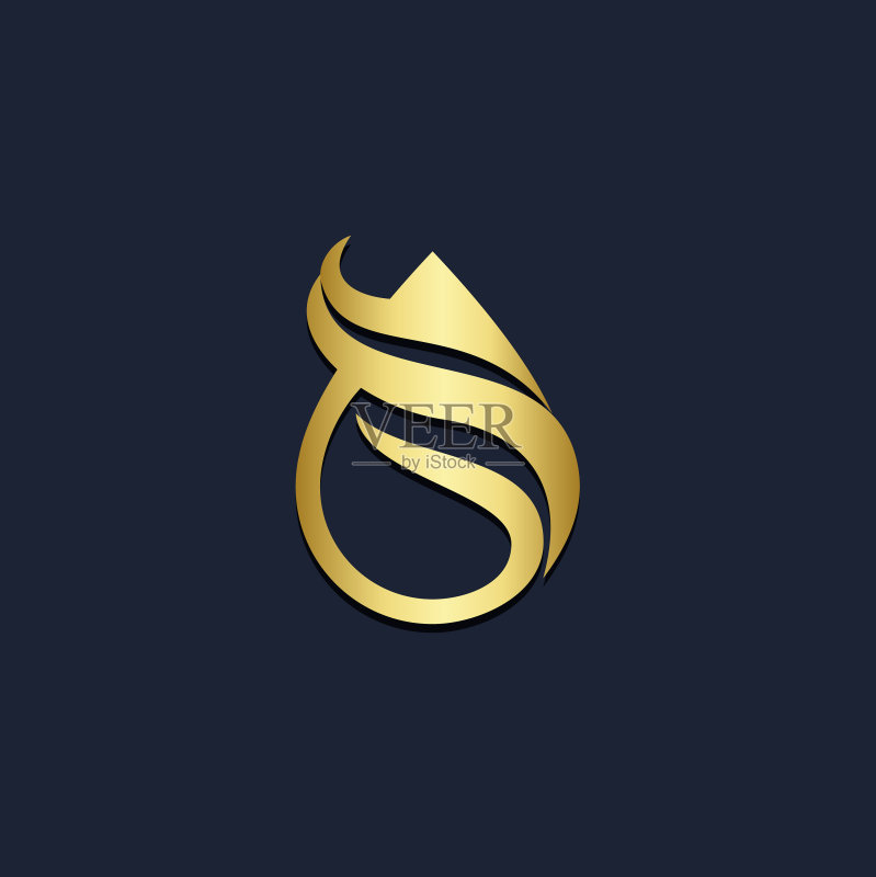 水滴抽象海浪金色logo图标素材