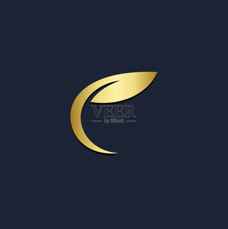 金色环保树叶标志图标素材