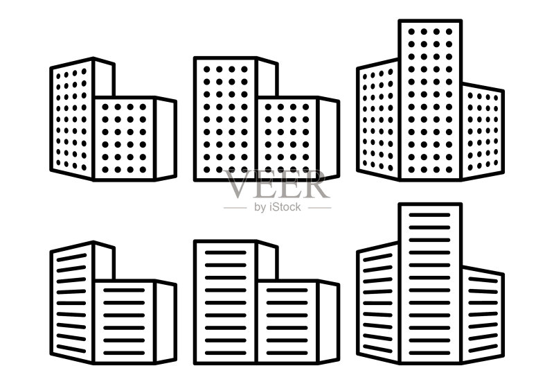 建筑线条图标集设计概念图标素材