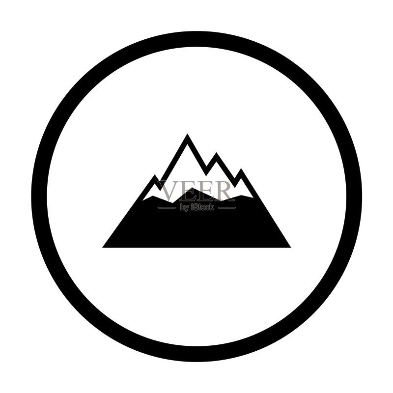 群山与圆形图标素材
