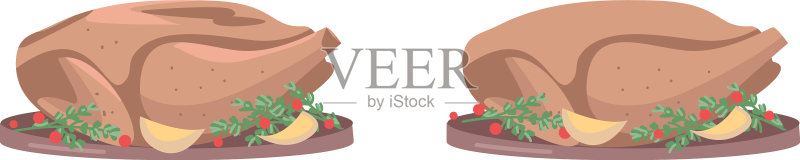 烤火鸡扁平风素材图标素材