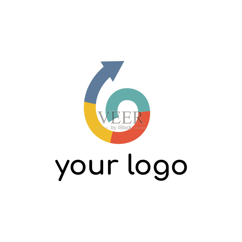带有4种颜色设计的卷曲箭头标志简单图标图标素材