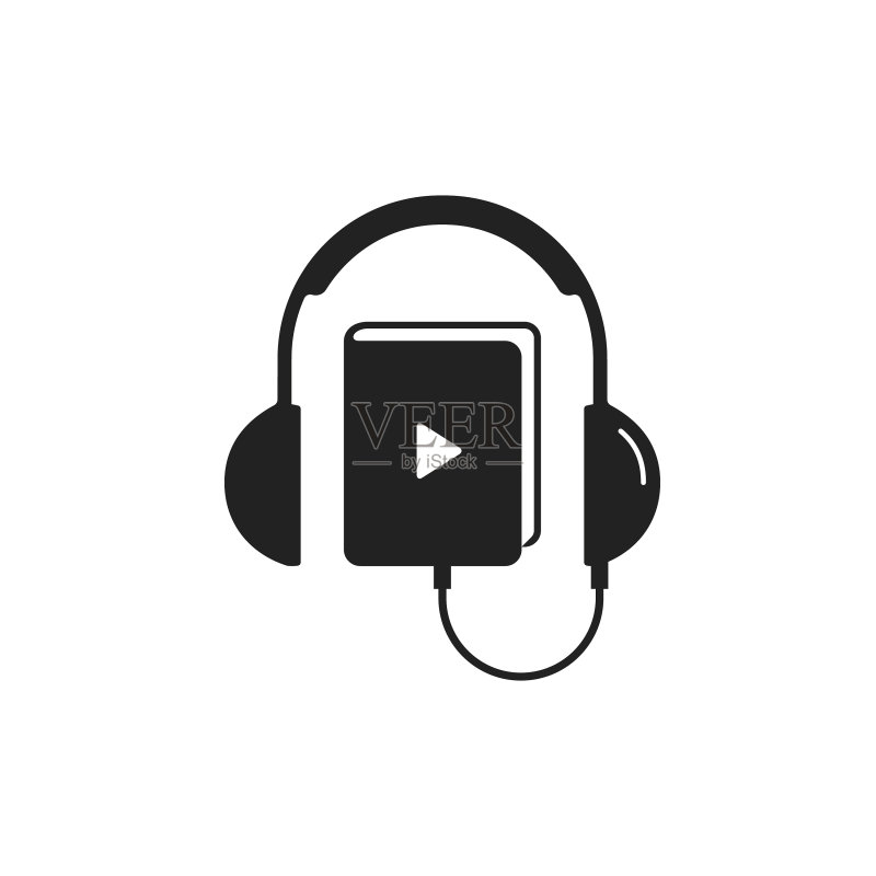 带书籍图标的耳机logo音频在线图标素材