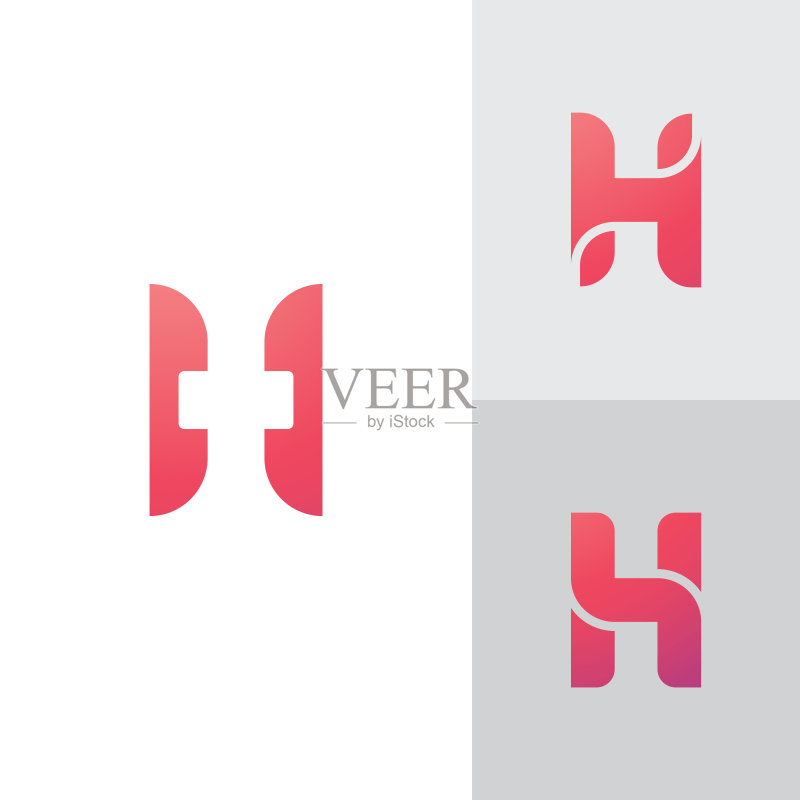 H字母符号设计模板,基于矢量字母的创意H图标图标素材