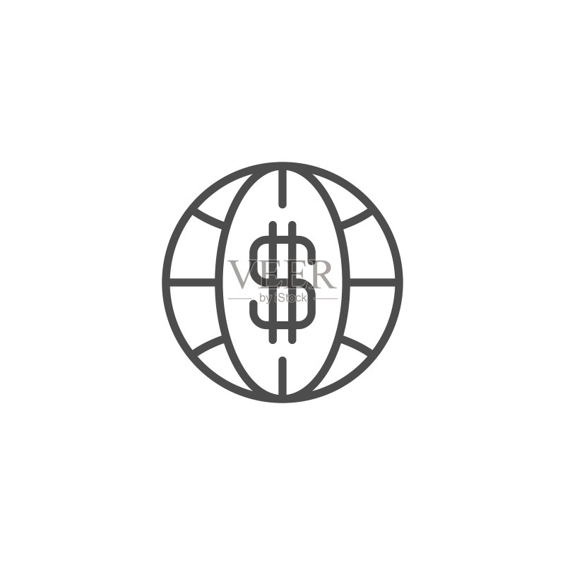 全球金融线性填充字形彩色图标图标素材