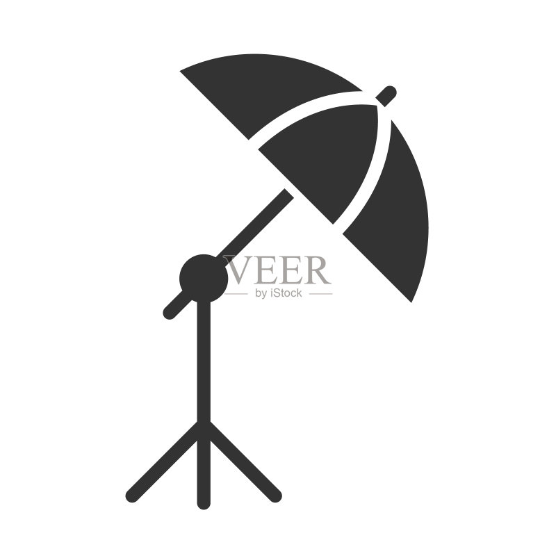 用于Web、移动应用和UI设计的影棚摄影闪光伞矢量图标,白色背景图标素材