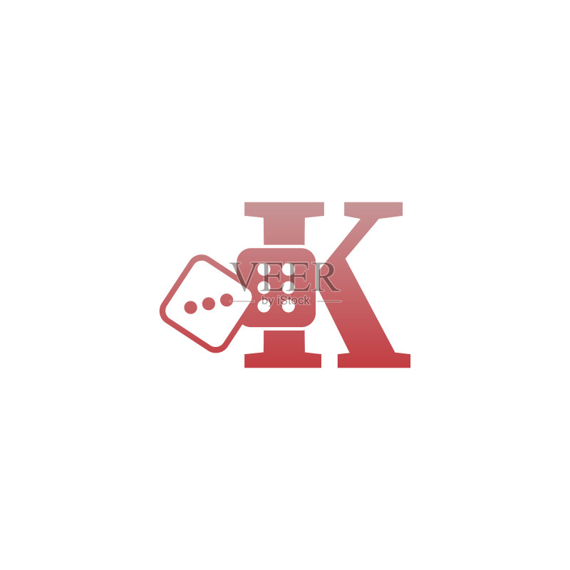 字母K骰子双图标标志模板图标素材
