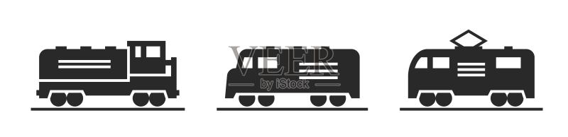 铁路运输和火车图标集图标素材