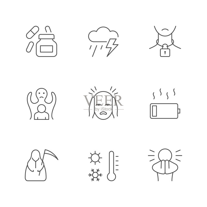 惊恐发作线条图标图标素材