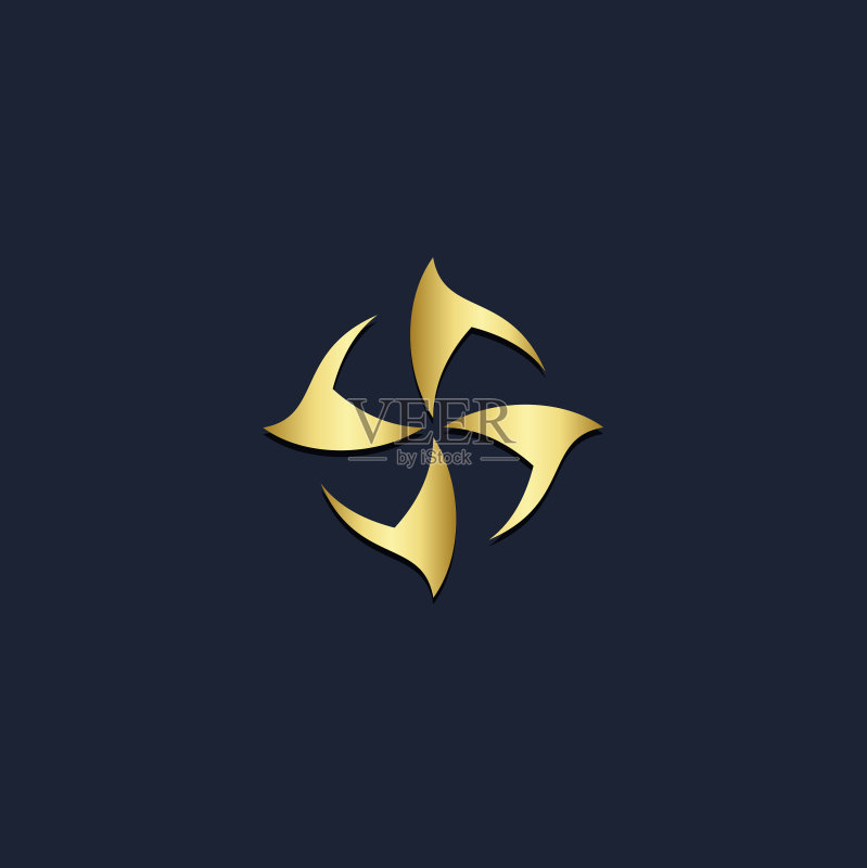 金色圆形抽象星形logo图标素材