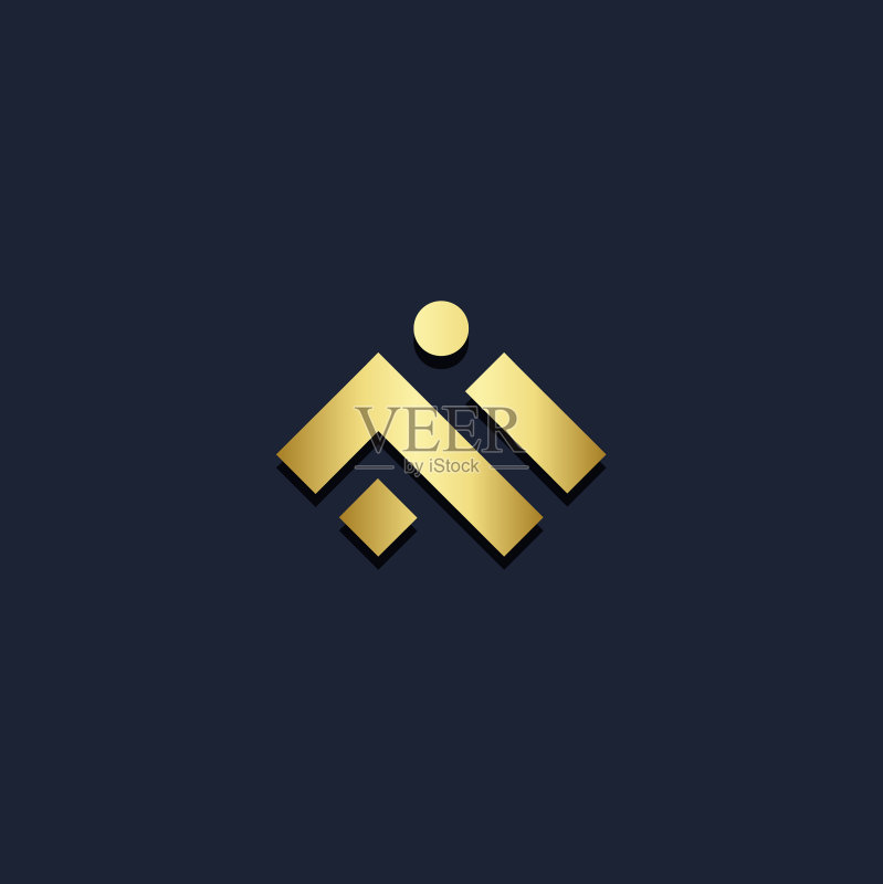 抽象M字母金色标志图标素材