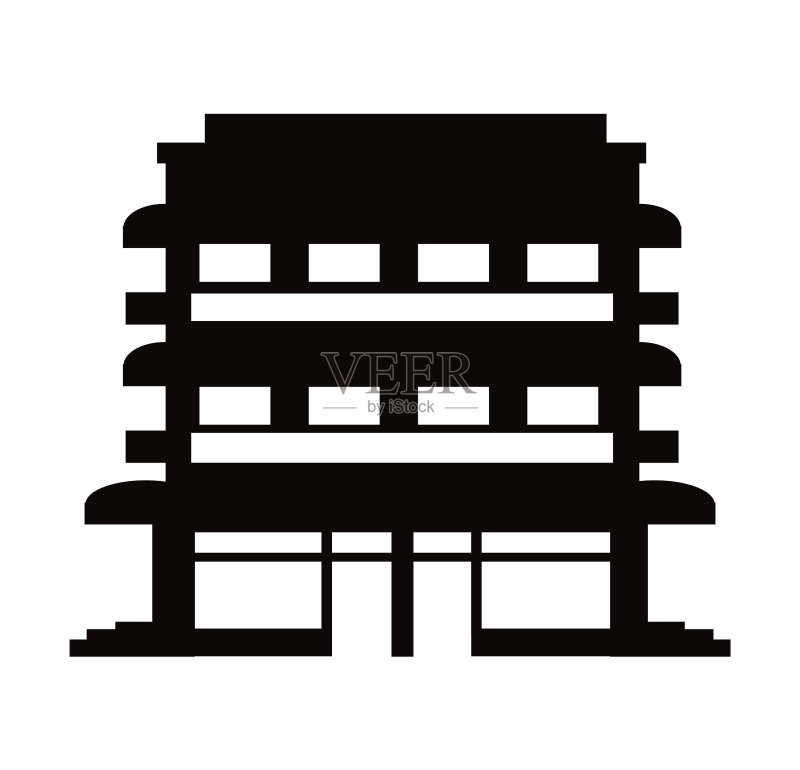 黑色剪影单体摩天大楼建筑图标素材