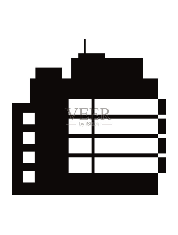 黑色剪影单体摩天大楼建筑图标素材