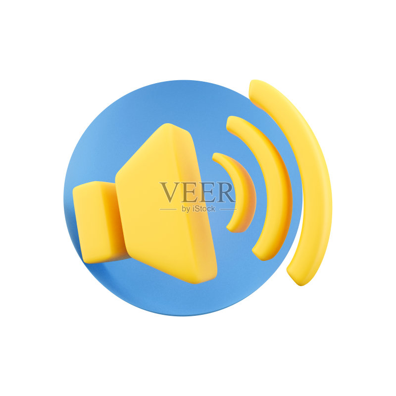 白色背景上的3D渲染声音图标图标素材