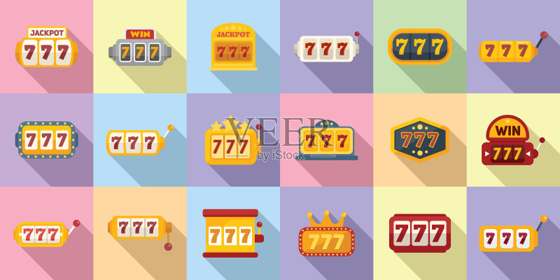 幸运数字7图标扁平赌场老虎机图标素材