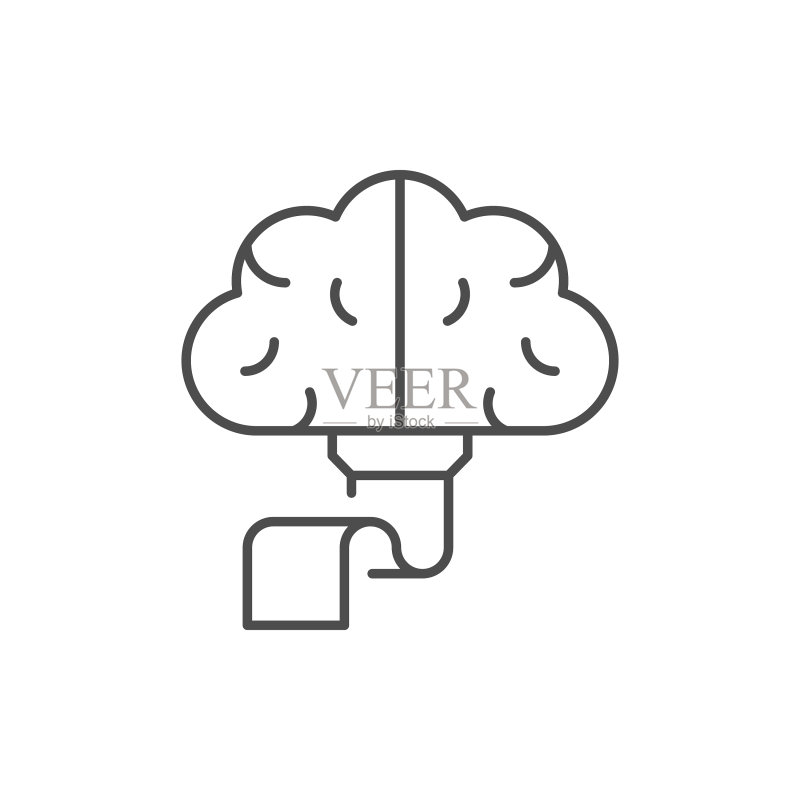 数字大脑线条轮廓图标图标素材