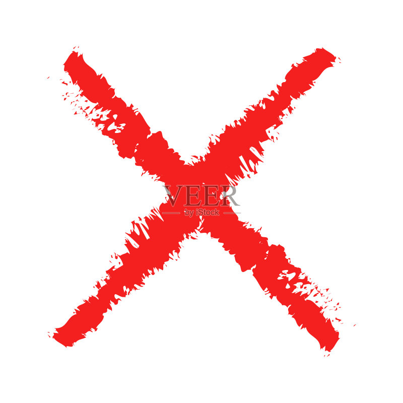 红色十字图标X字母Grunge风格错误图标素材