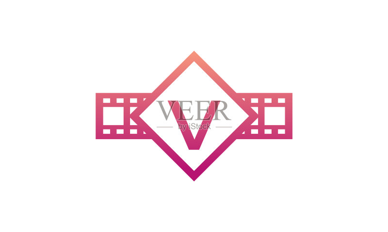 首字母V方块与卷轴条纹图标素材