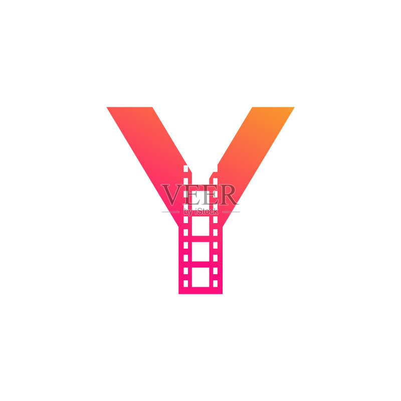 首字母Y与胶片条纹标志图标素材