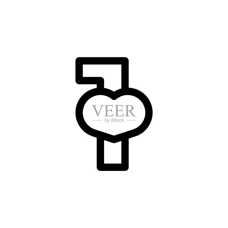 线条风格的数字1与爱心标志图标素材