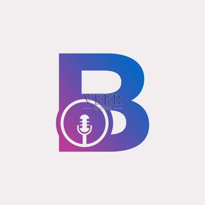 字母B播客录音标志图标素材