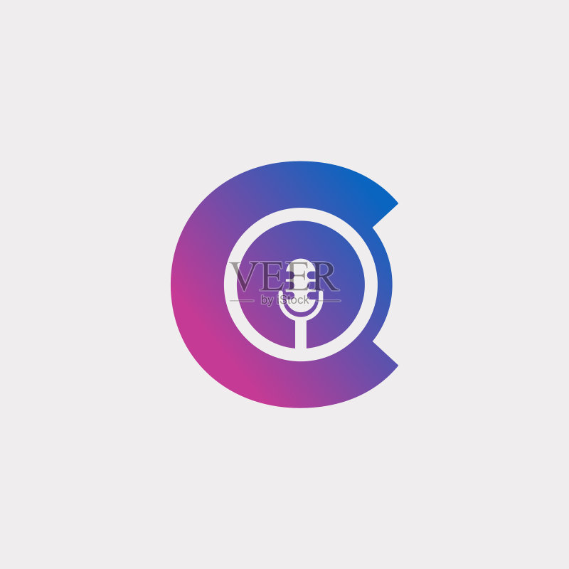 C字母播客录音标志设计图标素材