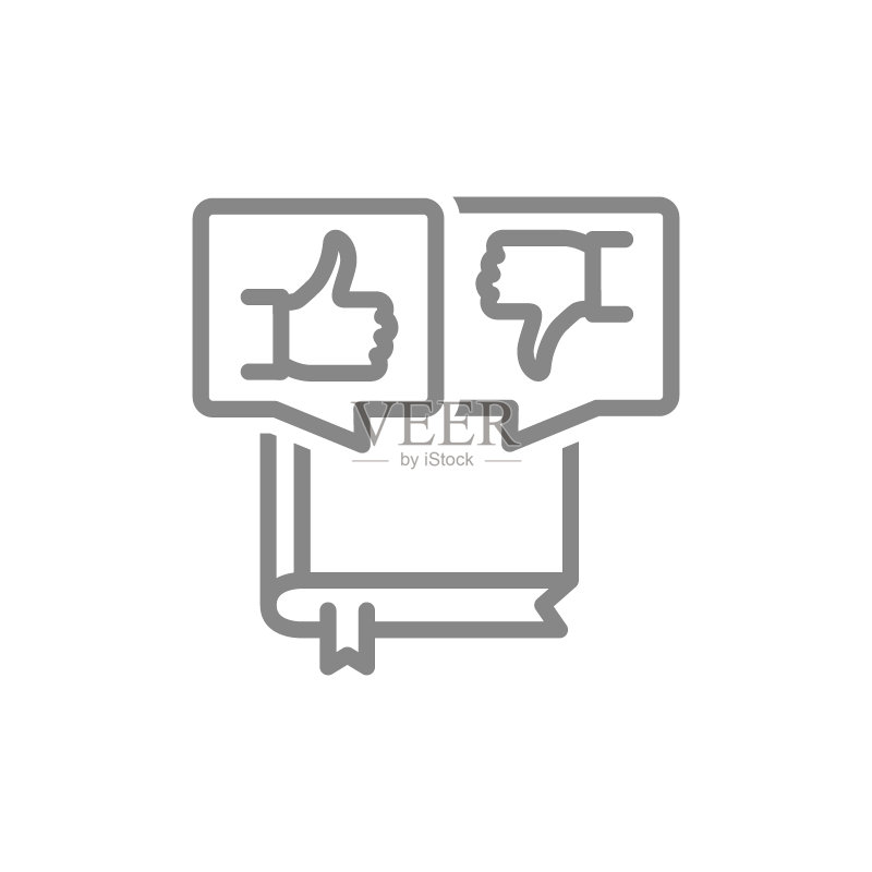 书本,带有赞和踩的语音气泡线性图标图标素材