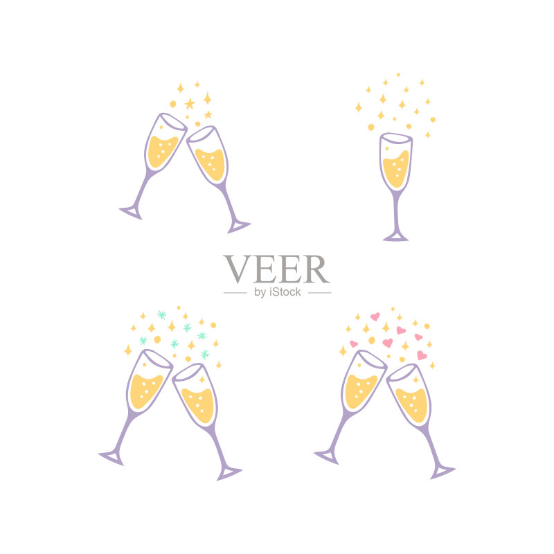 手绘香槟酒杯涂鸦图标图标素材