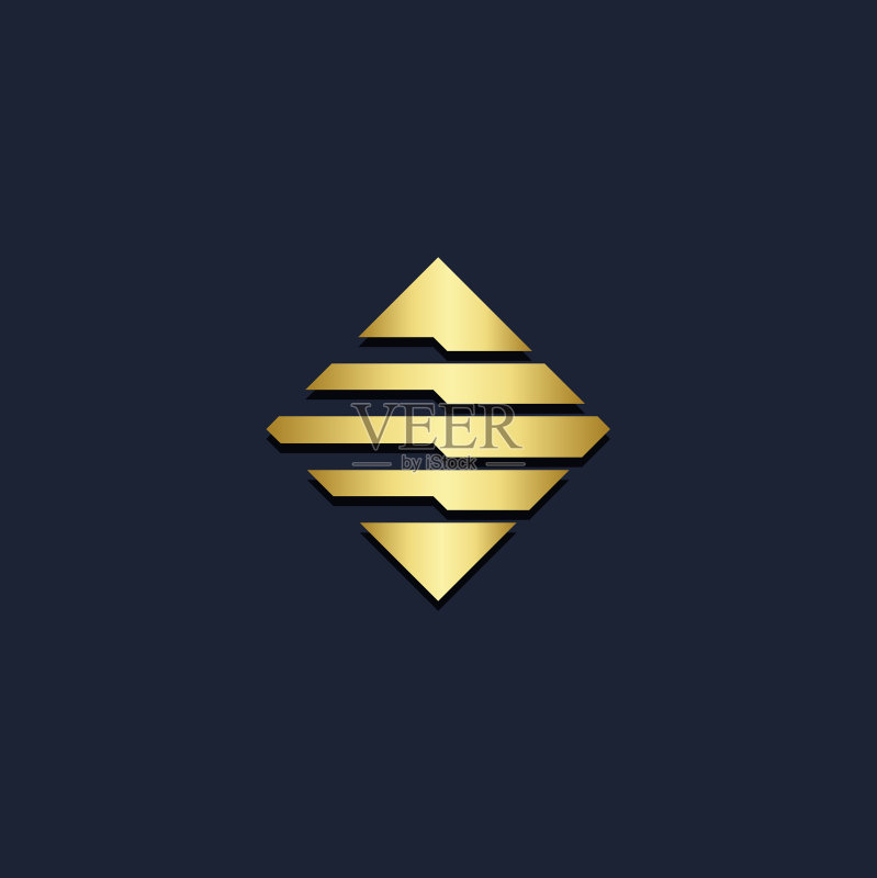 方形科技金色Logo图标素材