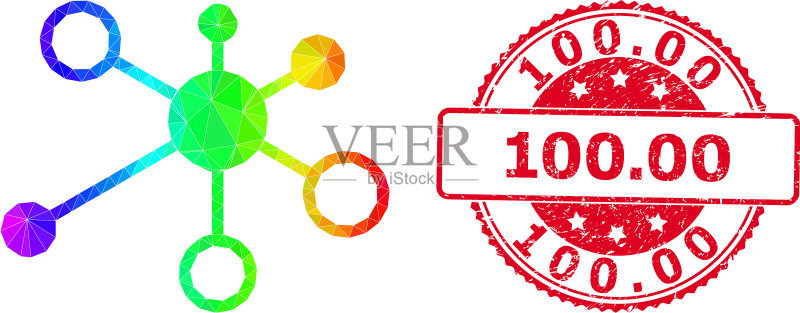 带有多边形的圆形损坏10000印章图标素材