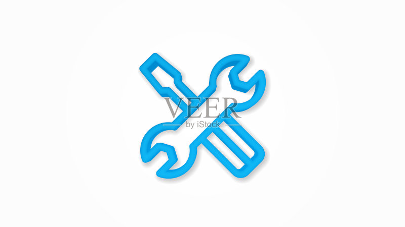 螺丝刀扳手工具设置3D图标素材