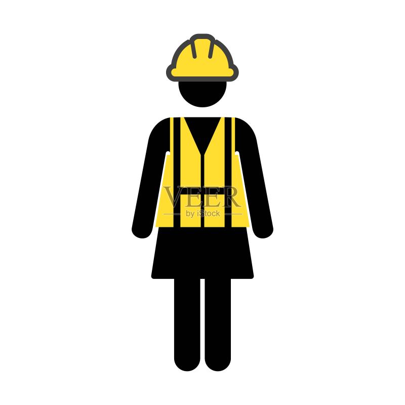 戴安全帽的建筑工人图标矢量女性人物头像图标素材