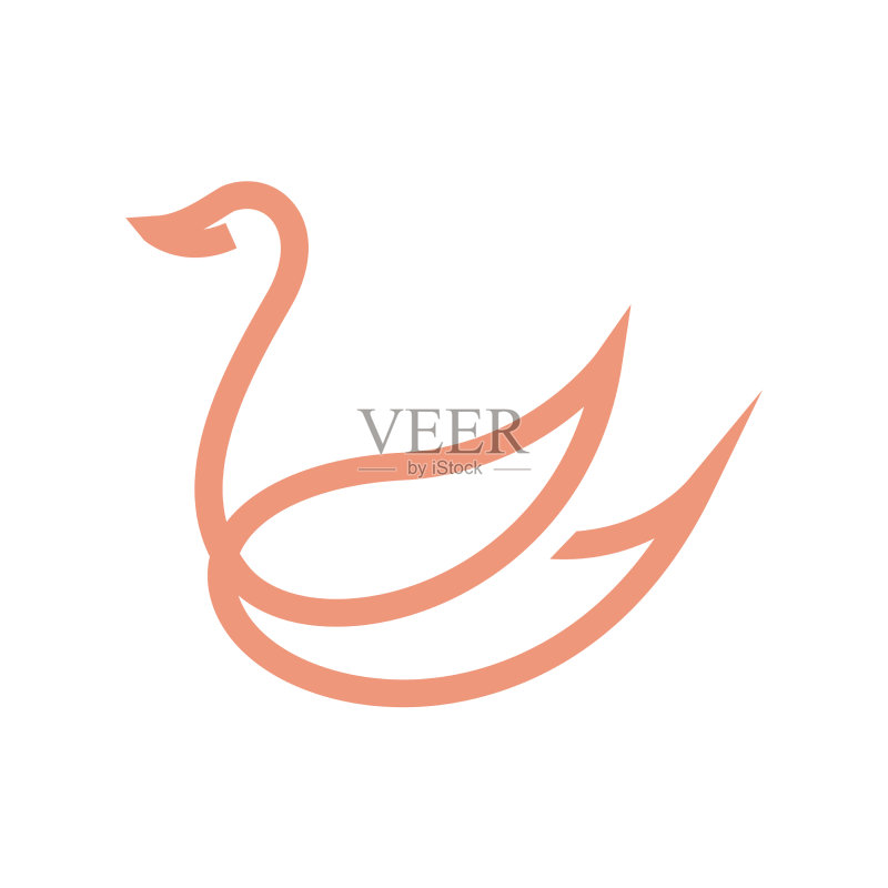 连续线条鹅或天鹅logo设计图标素材