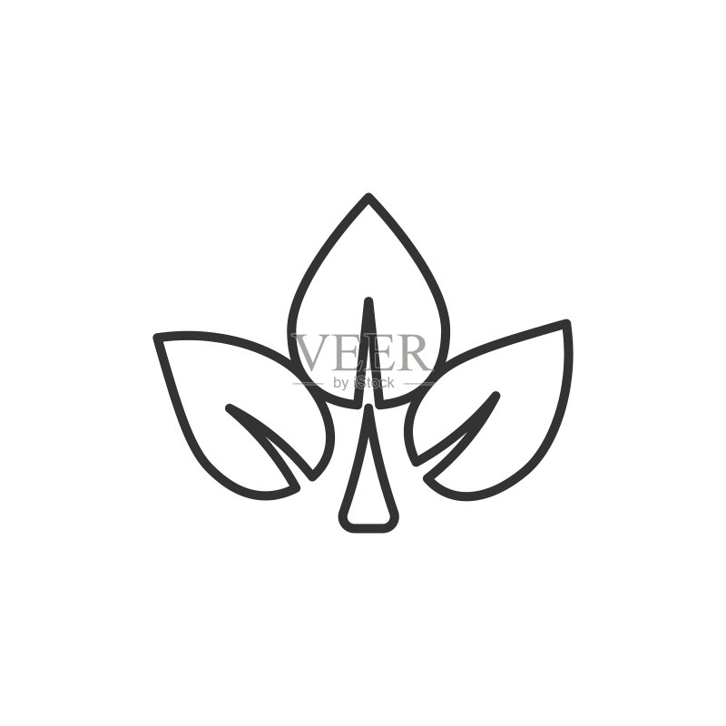 扁平风格的树叶图标,白色背景图标素材
