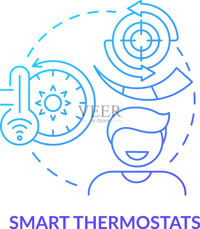 智能恒温器蓝色渐变概念图标图标素材