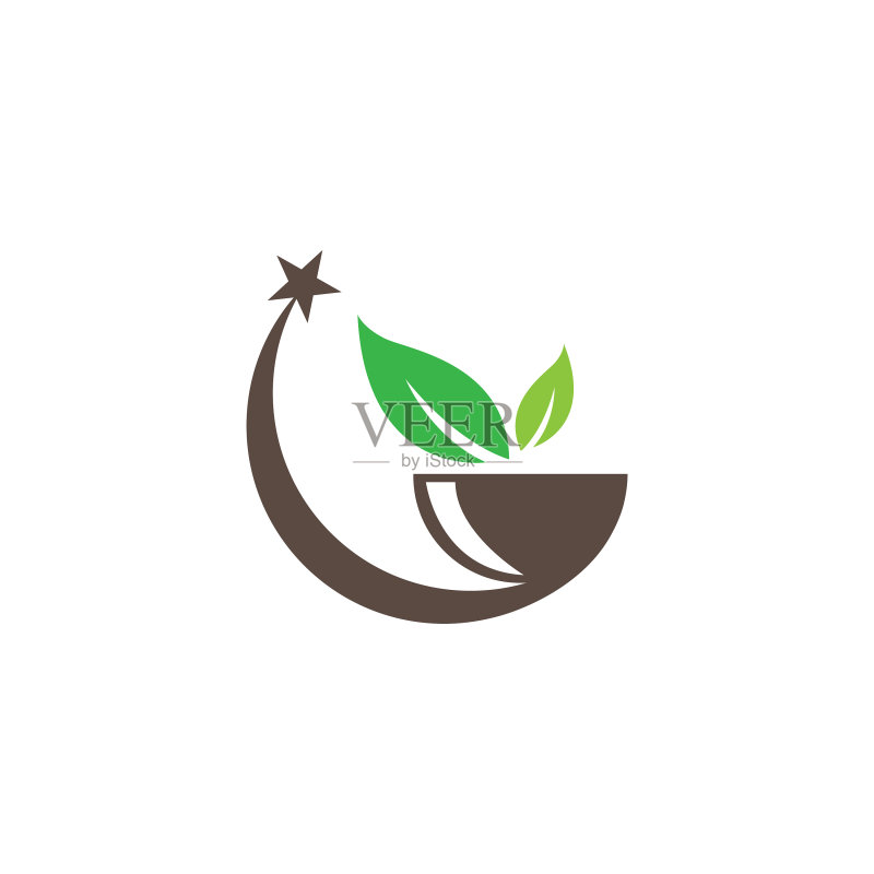 餐厅自然logo碗设计叶子图标素材
