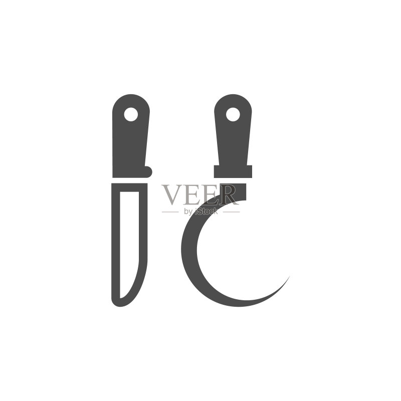 镰刀和刀黑色图标园艺工具图标素材