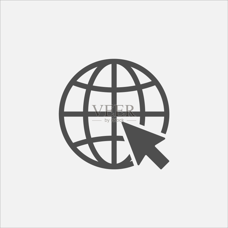 互联网地球连接与点击图标符号图标素材