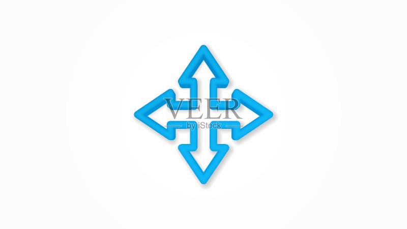 四向箭头交叉3D线条图标图标素材