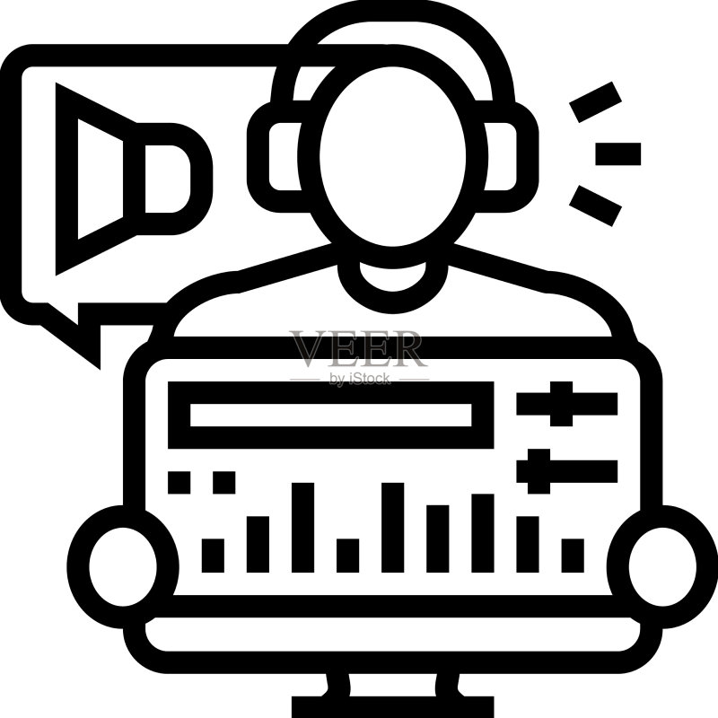 音频编辑器线性图标图标素材