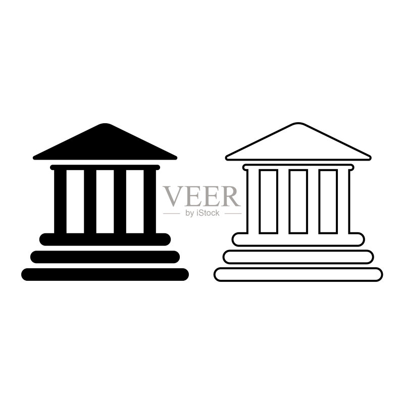 白色背景上的大学扁平图标图标素材