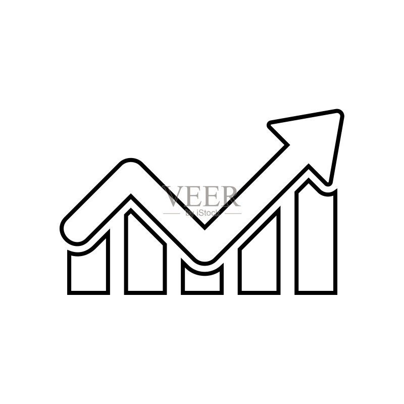 灰色背景上的流行扁平风格图表图标图标素材