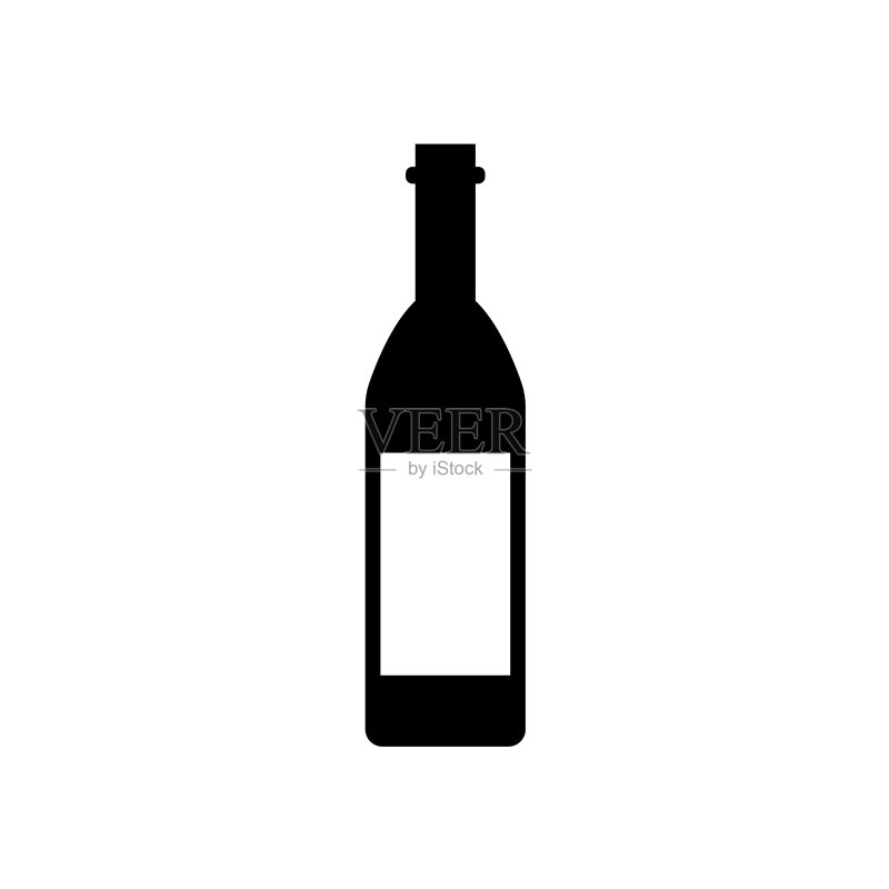 白色背景上孤立的葡萄酒瓶图标图标素材