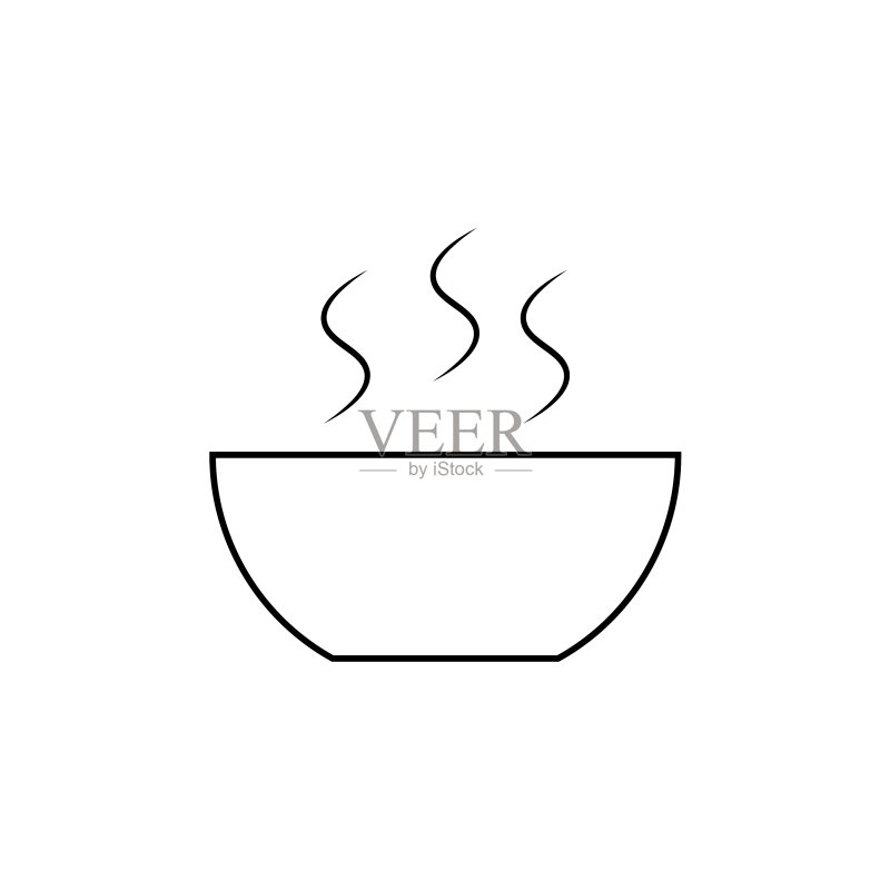 热汤碗轮廓图标图标素材