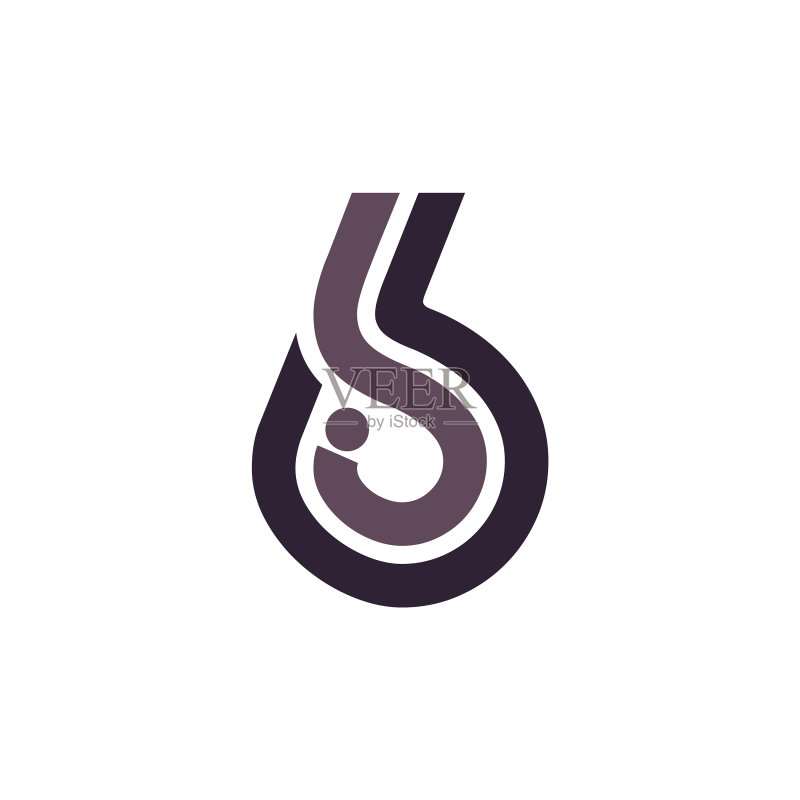 数字6 logo多线条风格带点状符号图标素材